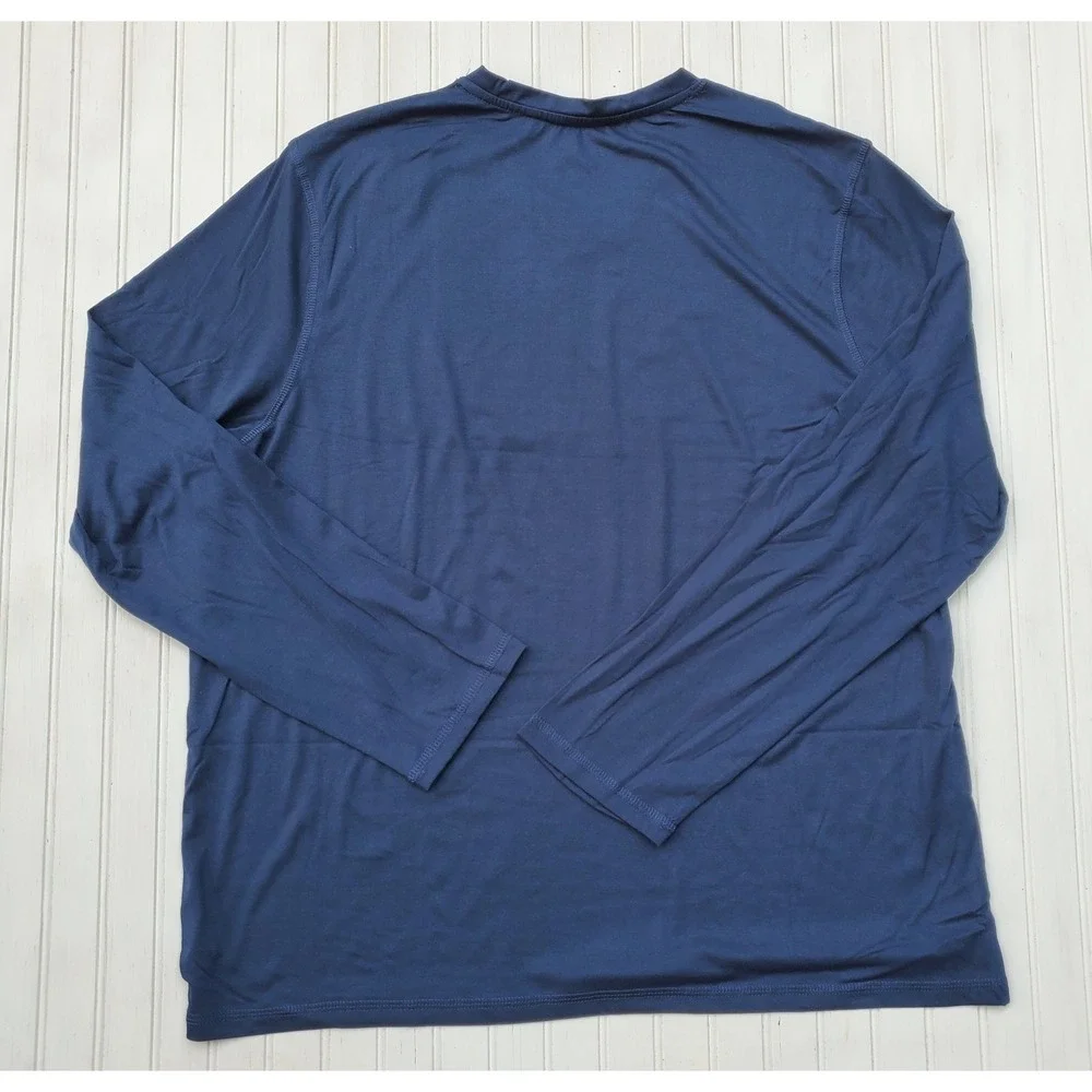 Cuddl Duds Mens XL Navy Blue V-Neck Long Sleeve Base‎ Layer Shirt NEW Outdoor